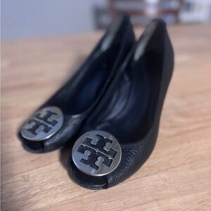 Black Wedge Peep-Toe Tory Burch Shoes size 7.5